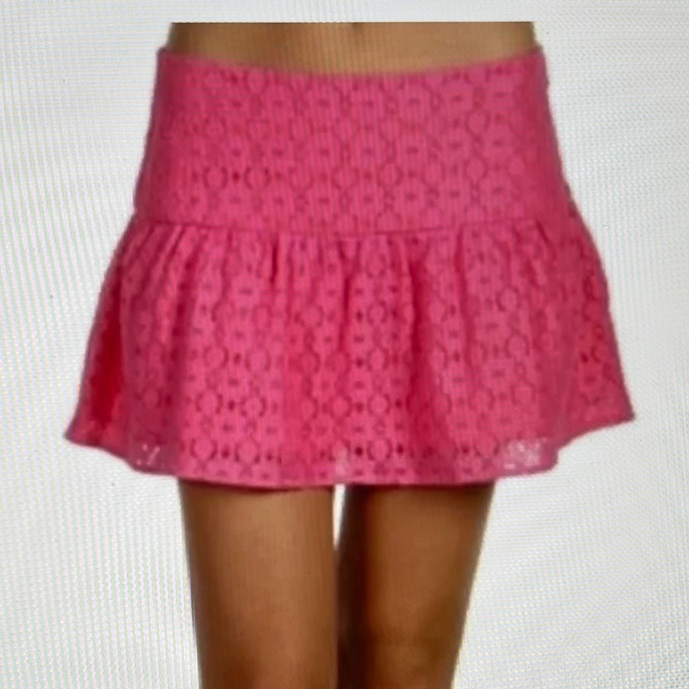 Lilly Pulitzer Earna Skirt Petal Pusher Lace  Pink/Orange Size 10